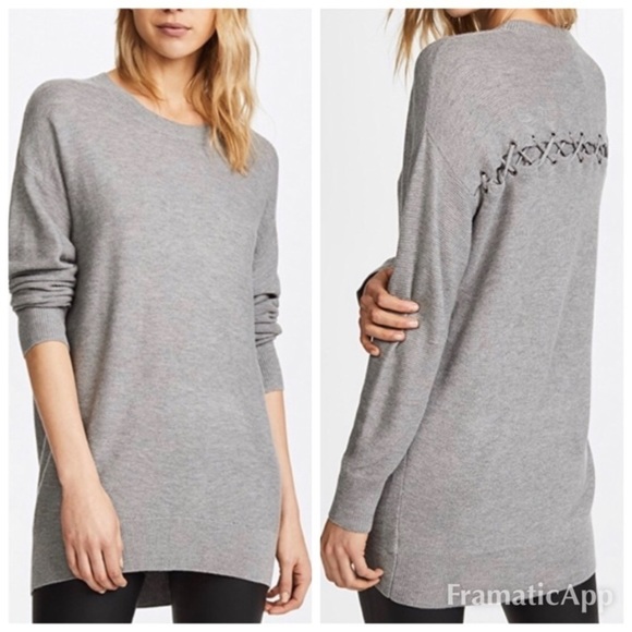 Splendid | Bleeker Cashmere Blend Pullover Sweater L/Sleeve Lace-Up Back Black M - Picture 9 of 16